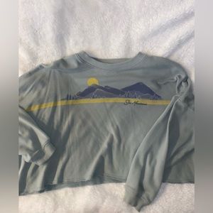 Green American Eagle Ski Mountain Cropped Hoodie Size Small